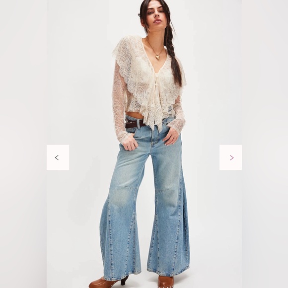 Free People Nigel Preston Victorian Lace Blouse Cream Lace Medium NWT - Picture 3 of 6